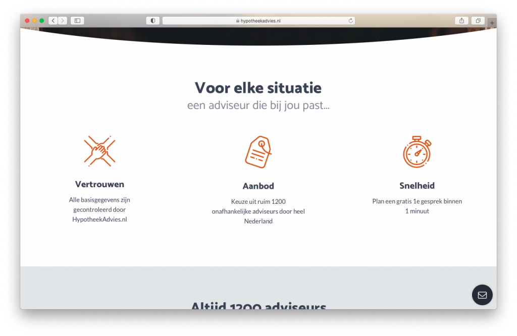 Homepage voorbeeld: Hypotheekadvies.nl